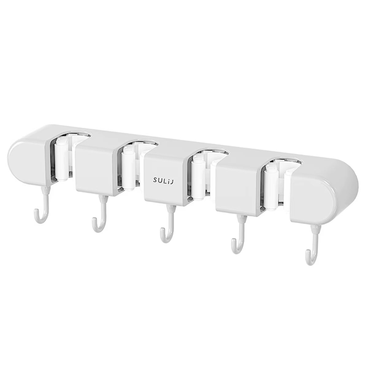 Broom Mop Holder with Hooks Wall Mounted Broom Storage Rack No Drilling Self-Adhesive Kitchens Organizer Multifunction Holder
